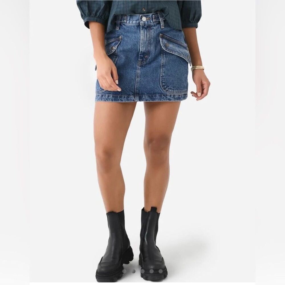 Re/Done Racer Women’s 29 Blue Denim Mini Skirt